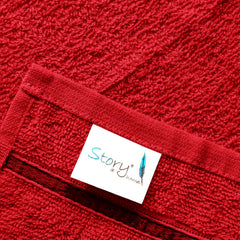 Story@Home 6 Piece 450 Gsm Cotton Face Towel Set - Wine Red