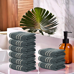 Kuber Industries Cotton Face Towel 1800 Gsm | Workout Gym Napkins Hand Towel For Men & Woman Quick-Drying Napkins -Dark Grey (Pack Of 9)