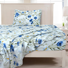 1 Single Bedsheet With One Pillow Covers - 60 X 90 Inches, White | Soft & Breathable Cotton Bedsheet - Long Lasting & Soft 250 Thread Count Bedsheet