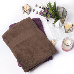 Wakefit 100% Cotton Terry Bath Towels 1000 Gsm (Grape Wine & Cafe Noir) Large Size Towel For Men & Women - 2 Pieces