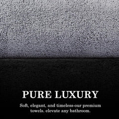 Casa Copenhagen Designed In Denmark Solitaire Super Soft 2 Pieces 100% Cotton Large Bath Towel 525 Gsm - Black & Feather Grey