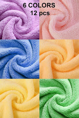 Mom Care Cotton Hand Towel 1800 Gsm | Soft Reusable Napkins Good Water Absorbency Soft & Fluffy Cotton Towel (Multicolor) - 12 Pcs
