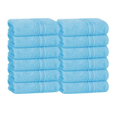Boutiquo Ultra Soft 100% Cotton Washcloths 1800 Gsm | Contains Face Cloths Compact & Lightweight Multi Purpose Washcloths - Sky Blue (12 Piece)