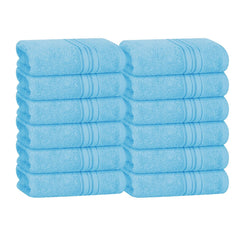 Boutiquo Ultra Soft 100% Cotton Washcloths 1800 Gsm | Contains Face Cloths Compact & Lightweight Multi Purpose Washcloths - Sky Blue (12 Piece)