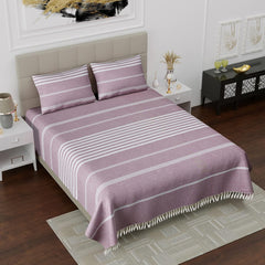 100% Cotton Double Bedsheet With Two Pillow Cover - Queen Size 90 X 100 Inches, Dusty Lavender | Handloom Cotton Bedsheets For Double Bed | All Season Comfort