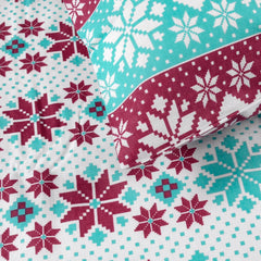 Cotton Double Bedsheet With 2 Pillow Covers | 87 X 100 Inches, Aqua & Red - Soft & Breathable Fabric | Comfortable For Daily Use