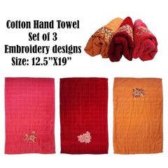 100% Cotton Face & Hand Towel 450 Gsm (Multicolor) - Set Of 3