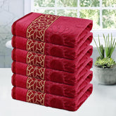 Kuber Industries Soft Blend Cotton Bathing Towel 2700 Gsm | Fade/Wrinkle Resistant Towels (Velvet Maroon) - Pack Of 6