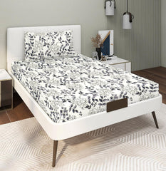 Glace Cotton Super Soft Bedsheets Single Bed Size (60 X 90 Inch) With 1 Pillow Cover | All Around Elastic Fitted Bedsheets, Off White