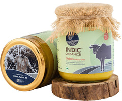 Premium Ghritam Vedic A2 Ghee By Indic Organics | Good Source Of Healthy & Nutritious Desi Cow Ghee For Improves Digestion | (500ml) 16.9 Ounce | Jar Pack