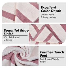 Urbanleaf Microfiber Large Bath Towel 350 Gsm | Quick Dry Super Absorbent Bath Towel For Men & Women (Wine - Stripe)