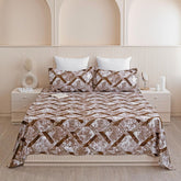 Brown King Size Bedsheet With 2 Pillow Covers - 108 X 108 Inches | Luxurious Printed Flat Sheets | Perfect For Home Decor & Gifting