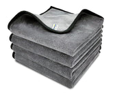 Softspun Microfiber Super Absorbent Cloth 500 Gsm | Silk Banded Edge Towel Set Extra Thick Microfiber Cleaning Cloths | Pack Of 4 (Grey)