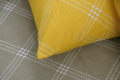 Single Bedsheet Cotton With 1 Pillow Cover - 55 X 88 Inches, Brandon Beige & Yellow | Lightweight, Soft & Breathable - Perfect For Gifting On Weddings Bedsheet
