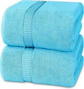 Rewop Microfiber Bath Towels 1200 Gsm | Large Size-Super Soft Coral Fleece Bathing Towel With Hook Quick Dry Super Absorbent-Bath Towel For Men & Women (Light Blue)- Pack Of 2