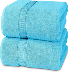 Rewop Microfiber Bath Towels 1200 Gsm | Large Size-Super Soft Coral Fleece Bathing Towel With Hook Quick Dry Super Absorbent-Bath Towel For Men & Women (Light Blue)- Pack Of 2