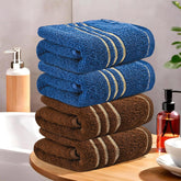 Kuber Industries Soft Cotton Face Towels 800 Gsm | Easily Washable Towels & Workout Gym Napkins For Men - Dark Brown & Blue (Pack Of 4)