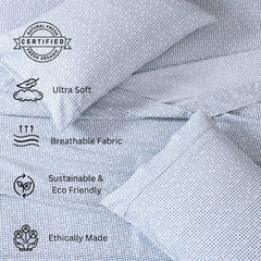 100% Organic Cotton Bedsheet For Double Bed With 2 Pillow Covers | 90 X 100 Inches, White & Grey | Soft & Comfortable Fabric, Machine Washable