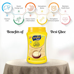 Pure Fresh Desi Ghee By Dholpur Fresh | Delicious & Nutritious Healthy Desi Cow Ghee For Relieves Constipation | (1 Litr) 33.8 Ounce | Jar Pack