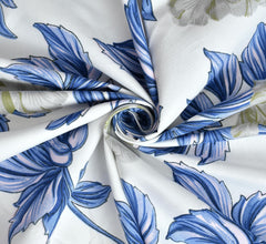 1 Single Bedsheet With 1 Pillow Cover - All Around Elastic Fitted | 100% Premium Fabric Is Lightweight, Soft & Comfortable | Size 36 X 72 X 8 Inches, White & Blue