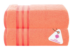 Casa Copenhagen Egyptian Cotton Zero Twist Hand Towel 400 Gsm (Malibu Peach) -2 Pcs