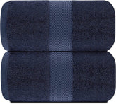 Tiqh 100% Egyptian Cotton Bath Towels 1200 Gsm | Heavy Weight & Absorbent-Top Luxury Bath Towels (Blue)- 2 Piece
