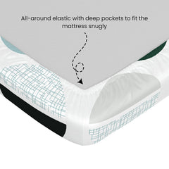 King Size Printed Bedsheet For Double Bed 2 Pillow Cover - 72 X 78 Inches, Grey & Black | All Around Elastic Fitted - Ultra Soft & Breathable