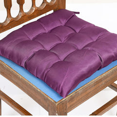 Chair Cushion Pad, Soft & Comfortable Sitting, Chair Pad - Purple | Microfiber Square Chair Pad With Ties | Chair Seat Cushion For Office & Home | Furniture Cushion, Washable - Pack Of 4