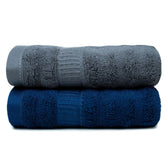 Mush Bamboo Hand Towels 600 Gsm | 100% Bamboo Gym Towel For Men & Women | Ultra Soft, Absorbent & Quick Dry Towel (Navy Blue & Grey) -Set Of 2
