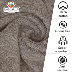 Rangoli 100% Cotton Fibre 2 Hand Towel 500 Gsm | Highly Durable & Super Absorbent Towel | Skin-Friendly & Quick Drying Luxury Towels (Ash Brown)