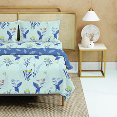 Bedding Set Blanket With 1 Cotton Double Bedsheet - 2 Pillow Covers | 88 X 100 Inches, Mint Blue - Breathable, Lightweight, Reversible, Skin Friendly, Wrinkle Resistant