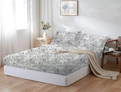 Print Single Bedsheet With 2 Pillow Covers - 60 X 90 Inches, ?Grey & Black | Comfortable & Durable Sheet | Perfect For All-Year-Round Comfort