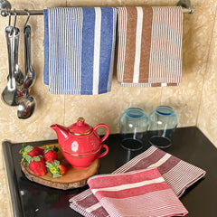 Pixel Home Large Kitchen Towels 300 Gsm | Cotton For Home Soft & Absorbent Hand Towel For Kitchen Cleaning & Quick Drying Of Plates & Glasses (Set Of 4)- Multicolour