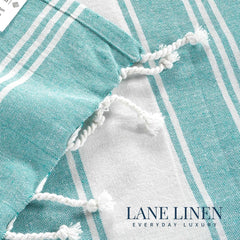 Lane Linen 100% Cotton Pre-Washed Quick Dry Sand Free Beach Towel, Adult Beach Towels Modern Rectangular (2 Pack) -Hunter Green