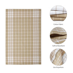 Encasa Xo Kitchen Towels Dish Cloths Sets 300 Gsm | Highly Absorbent Cotton Terry Towels Multipurpose For Washing Dishes & Cleaning Towel | Pack Of 4 (Beige Non-Terry)