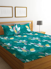 Printed Double Bedsheet With 2 King Size Pillow Covers - 90 X 90 Inches, Dark Green | Perfect Combination For A Stylish Bedsheet