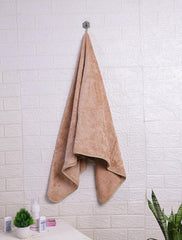 Fezora Microfiber Bath Towels 290 Gsm | Soft Coral Fleece Towel With Extra Soft Plush & Quick Dry Large Size Towels Hook Quick Dry Super Absorbent-Bath Towel (Beige)