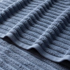 Vilasiya 100% Cotton Elace Ribbed Style Bath Towel 600 Gsm | Zero Twist Yarn Luxurious Soft, Extra Absorbent & Plushy (Blue)