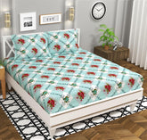 100% Cotton Double Bed Bedsheet Set With 2 Pillow Covers - 90 X 90 Inches, Sky Blue | 144 Thread Count Soft & Breathable, For Bedroom & Gifting