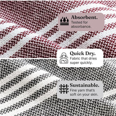 Indihaus Premium Cotton Hand Towel 310 Gsm | Soft, Absorbent, Multi-Purpose Towel Set | Earthy Crimson & Slate Grey (Set Of 4)