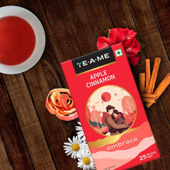 TE-A-ME Embrace Apple Cinnamon Tea - 25 Tea Bags | Boosts Energy, Reduces Fine Lines & Wrinkles - Sugar Free, Caffeine Free | Enjoy Hot Or Cold - Fruit Tea Bags