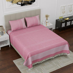100% Cotton Double Bedsheet With Two Pillow Cover - Queen Size 90 X 100 Inches, Pink | Handloom Cotton Bedsheets For Double Bed | All Season Comfort