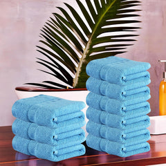 Kuber Industries Cotton Face Towel 1800 Gsm | Workout Gym Napkins Hand Towel For Men & Woman Quick-Drying Napkins - Sky Blue (Pack Of 9)