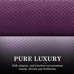 Casa Copenhagen Designed In Denmark Popcorn Super Soft 2 Pieces 100% Cotton Large Bath Towel 525 Gsm - Dark Purple & Purple Rose
