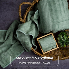 Mush Bamboo Luxurious 2 Bath + 2 Hand & 2 Face Towel 2000 Gsm | Ultra Soft, Absorbent & Antimicrobial Towel (Olive & Pink) -6 Piece
