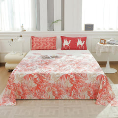 Soft Bedsheet For King Size Bed With 2 Matching Pillow Cover | 106 X 106 Inches, White & Red | Skin-Friendly Touch & Lasting Comfort - Soft & Breathable