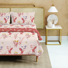 Bedding Set Blanket With 1 Cotton Double Bedsheet - 2 Pillow Covers | 88 X 100 Inches, Peach - Breathable, Lightweight, Reversible, Skin Friendly, Wrinkle Resistant