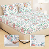 All Around Elastic Fitted Bedsheet With 2 Matching Pillow Covers - 60 X 72 Inches, Multicolor | Long Lasting Use & Everyday Luxury | Ideal For All Seasons