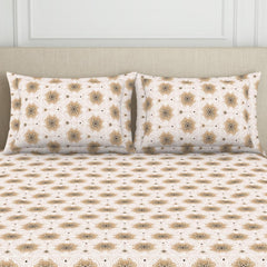 King Size Double Bedsheet 2 Matching Pillow Cover - 108 X 108 Inches, Light Brown | Durable & Long Lasting Wrinkle Resistant Fabric - All Season Comfort