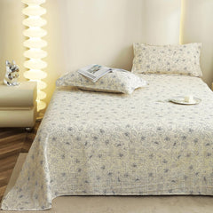 Flat Bedsheet For King Size With Two Pillow Covers - 100 X 108 Inches, Off White & Grey | Super Soft Bed Sheet For King Size Bed | Floral Design